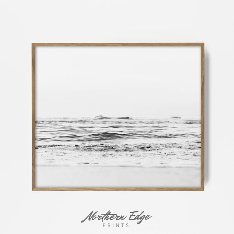 beautiful beach printable photography ocean waves minimalist beach art coastal print boho bw art beach waves surf photo ocean print