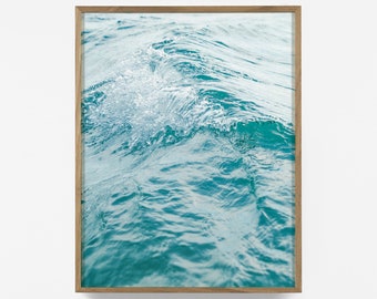 sea foam print, printable wave, aqua sea foam photo, ocean blue print, printable wave art, turquoise wave decor, modern water art 202030