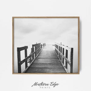 Dock Wall Print, Printable Pier Art, Lake Artwork, Fog Lake Print, Nature Print, Landscape Photograph, Scandinavian Art, Foggy lake print