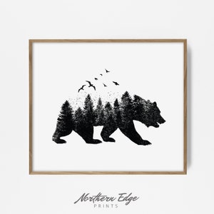 bear print, forest print, forest wall print, bear art, native print, native art, boho print, woodland art, woodland print, printable bear