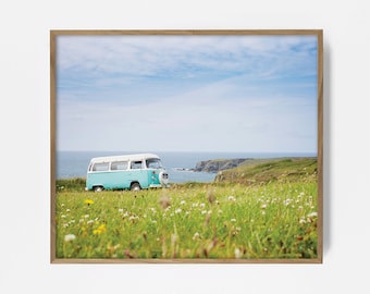 VW Bus, VW Van, Retro Califronia, Bohemian Print, Vintage Photo, Boho Photography, Retro Beach Decor, Hippie Decor, boho beach wall decor