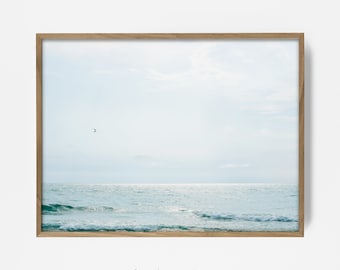 ocean seagull photo, gull art, printable coastal, coastal print, surf decor, california beach, pastel beach, beach decor, ocean print 202057