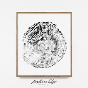 log ring print, tree ring print, wood ring art, log ring art, tree ring art, autumn art, wood décor, tree print, forest art, log print snow