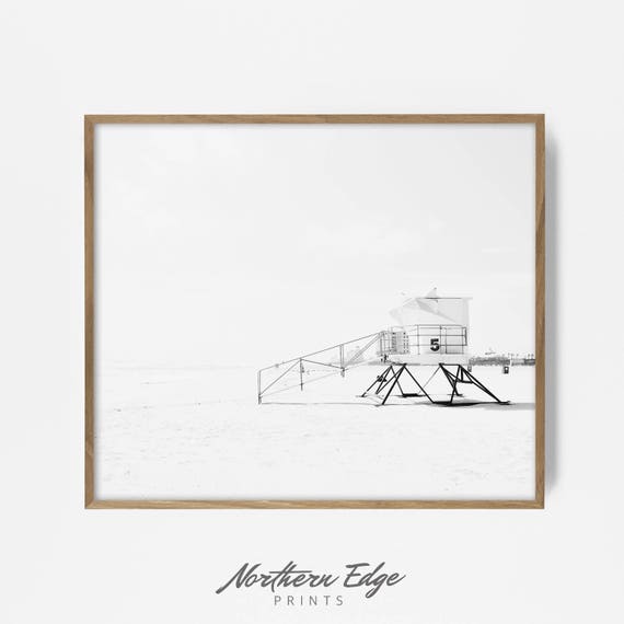 bo ho surf photo, surf print, boho beach decor, beach photo, lifeguard station, bw lifeguard station, california beach print, beach decor
