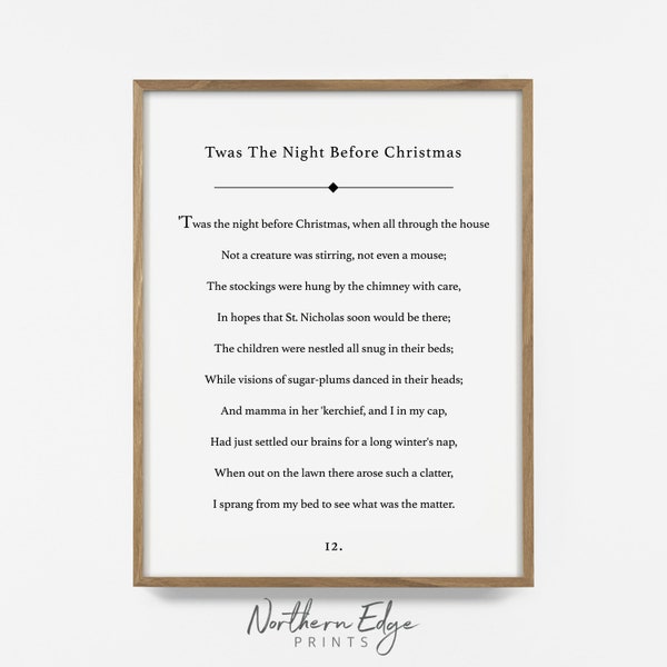 the night before christmas print, christmas wall art, christmas quote, christmas art decor, christmas decor, holiday poem, holiday decor