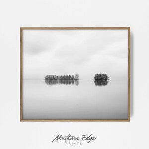 lake print, printable lake photo, black and white landscape photo, nature art, water decor, lake print, rustic woodland print, forest art