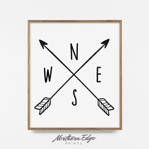 forest nursery print, arrow print, compass print, rustic nursery print, boho nursery decor, boho wall print, hand lettered, rustic nursery