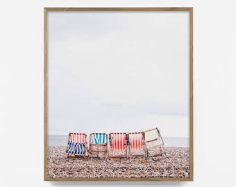 retro beach chair print, retro wall art, beach chair art, colorful beach print, vintage beach decor, california print, vintage beach art