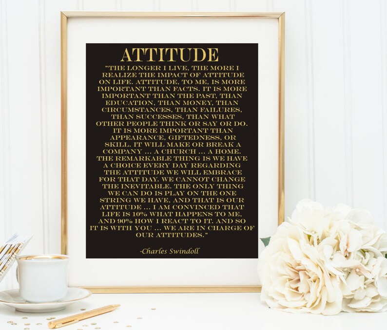 Attitude Quote Charles Swindoll Print on Black Matte Pape | Etsy
