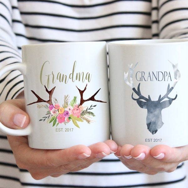 Pregnancy Announcement Mugs, Grandma Mug, Grandpa Mug, Mug Set, Grandparent Mug, Grandmother Mug, Grandfather Mug, Grandparents To Be Mugs