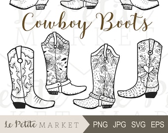 cowboy boot coloring etsy