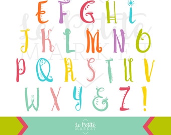 Doodle Hand Drawn Letter Clip Art, Hola Summer Collection, Letter Clipart, Alphabet Clip Art