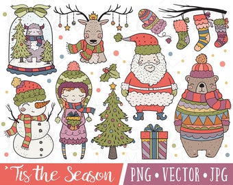 christmas cat clipart images cute holiday cats clipart cute etsy