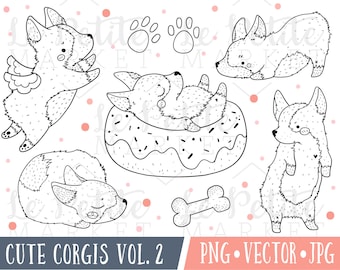 Digital Corgi Digital Stamps, Kawaii Corgi Clipart, High Quality Clipart Images, Corgi Illustrations, Cute Corgi Clip Art, Commercial Use