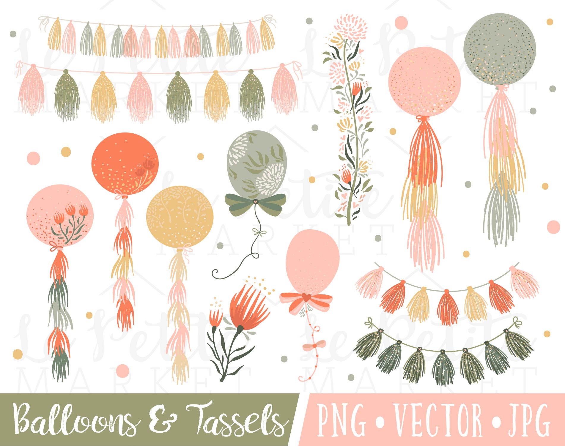 Balloons and Tassels Clipart Images Confetti Balloons Etsy