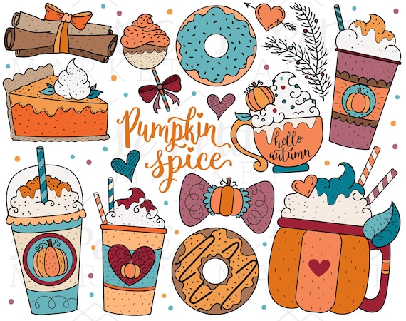 Pumpkin Spice Clipart Images Digital Stamps Autumn Clipart Etsy