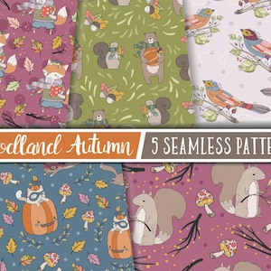 Woodland automne numérique Pack, Woodland patrons sans soudure, automne patrons sans soudure, Woodland Digital Paper, automne album de papier