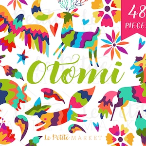 Otomi Clipart Images, Otomi Clip art, Fiesta clipart, Mexico, Fiesta Party Clipart, Mexican Florals Vector Clipart Illustrations, Colorful