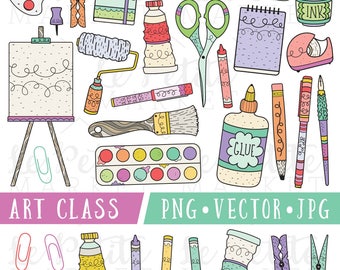 School Supplies Clipart, Art Class Clip Art, Clipart for Teachers, Commercial Use Clipart, Classroom Clipart, School Supplies Clipart PNG