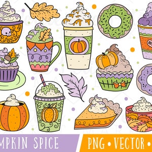 Cute Pumpkin Spice Clipart Images, Pumpkin Spice Latte Clipart, Hand Drawn Clipart, Cute Autumn Coffee Clipart, Pumpkin Spice PNG