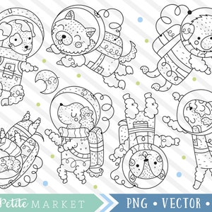 Dog Astronaut Clipart, Cute Animal Astronaut Clip Art, Dog Illustrations Hand Drawn Digital Stamps, Cosmonauts, Dogs in Space, Cute Dog Art