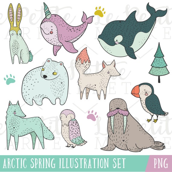 cute arctic animal clipart images cute arctic creatures etsy
