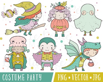 Cute Halloween Clipart, Hipster Halloween Clipart, Cute Halloween Costume Clipart, Cute Trick or Treat Clipart, Cute Dracula Witch Ghost PNG