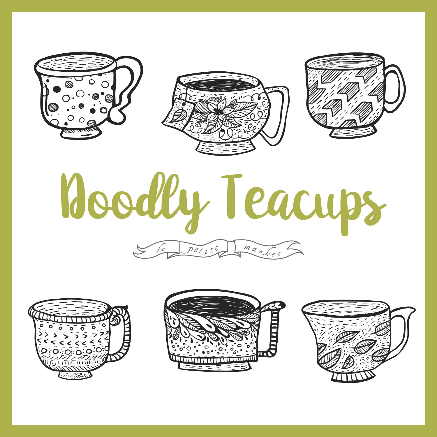 Cute Hand Drawn Digital Teacup Clipart Teacup Vector - Etsy Sweden