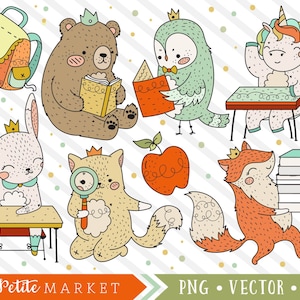 School Animal Clipart, Back to school Clipart Images, Woodland School Clipart, School Fox, Classroom Animals Clipart, Commercial Use Clipart