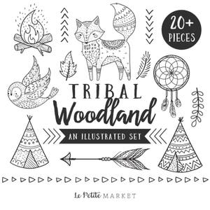 Tribal Woodland Clipart Images, Tribal Fox Clipart, Woodland Animals Clipart Images, Woodland Clip Art, Commercial Use image 1