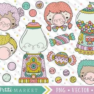 Candy Shop Clipart Set, Candy Shoppe Clip Art Images, Bubble Gum, Gumball Clipart, Gum Ball Machine Clipart, Math Clipart, Teacher Clipart