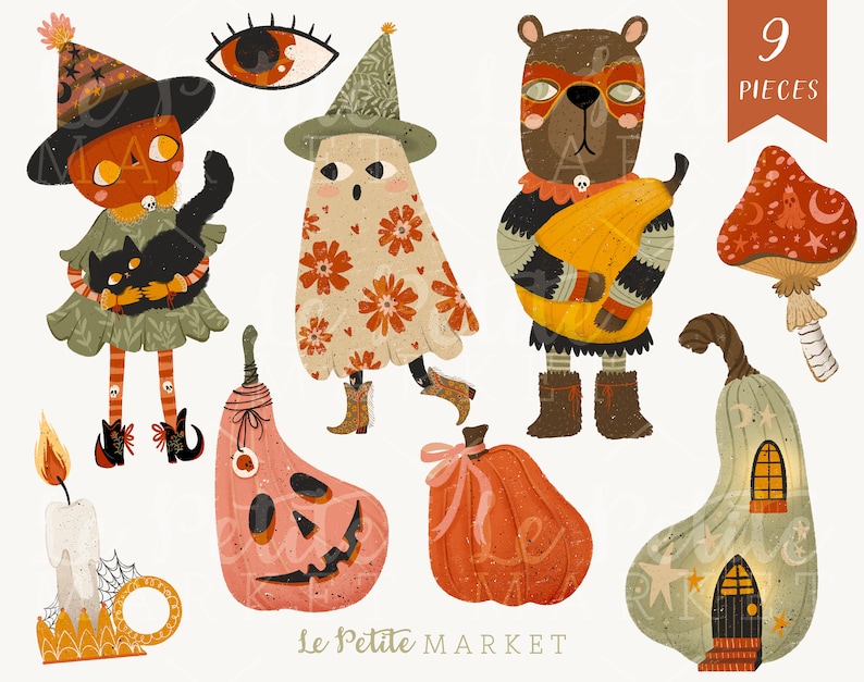 Rustic Fall Clipart Illustrations, Hand Drawn Autumn Pumpkin Clip Art ...
