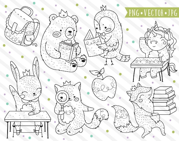 Tiercliparts Schule Klassenzimmer Tiere Clipart Bilder Etsy