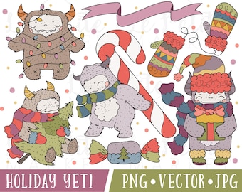 Winter Yeti Clipart Images, Cute Christmas Yeti Clip Art, Holiday Yeti Clipart, Cute Christmas Monster Clipart, Cute Monster Clipart Images