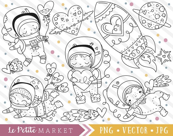 cosmic romance clipart set