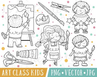 Süße Kunst-Klasse digitale Briefmarken, Schule Kinder Clipart, Kunst-Klasse ClipArt, Rückseite Clipart, niedliche Kindergarten-Clipart-Bilder PNG Schule