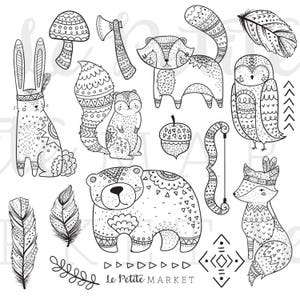 Tribal Woodland Clipart Images, Tribal Fox Clipart, Woodland Animals Clipart Images, Woodland Clip Art, Commercial Use image 2