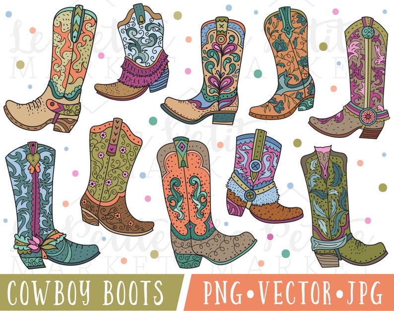 Cowboy Boot Clipart Cute Cowgirl Boot Clipart Cowboy Boot Etsy