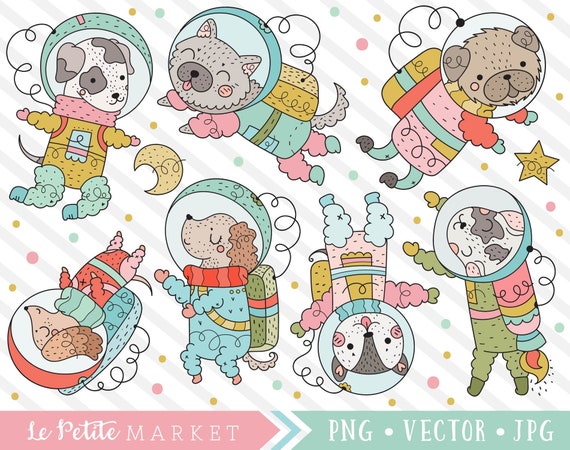 dog astronaut clipart cute