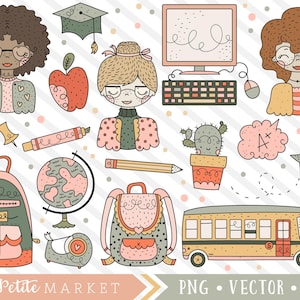 Süße Bildung Clipart, Lehrer Clip Art Set, Klassenzimmer Grafiken, Schule liefert Clipart, Erzieher, zurück in die Schule, Lehre Clipart Set