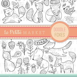 Cute Fox Clipart Images, Cute Fox Clip Art Set, Fox Illustration Set, Fox Illustrations, Clipart Foxes, Woodland Foxes, Forest Fox Clipart