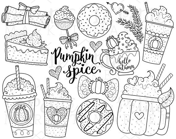 Pumpkin Spice Clipart Images Digital Stamps Autumn Clipart | Etsy
