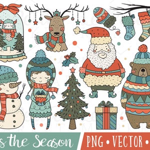 Cute Christmas Clipart Images, Cute Christmas Girl Clipart, Bear Christmas Clip Art, Snowman Yeti  Clipart, Christmas Graphics Illustrations