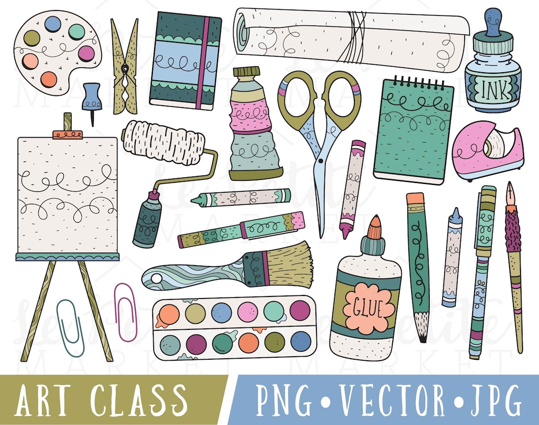 Art Supplies Clipart, Art Class Clip Art, Clipart for Teachers