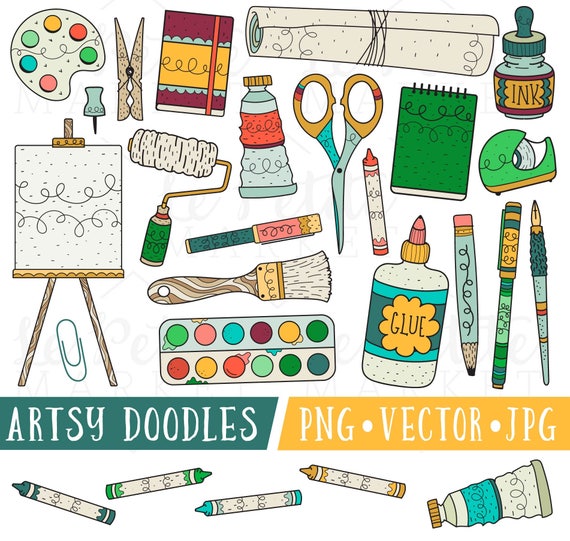 Art Class Doodles Clipart Images, Art Doodle Clipart, Painting Clipart, Clipart for Teachers, School Clip Art, Teacher Clipart