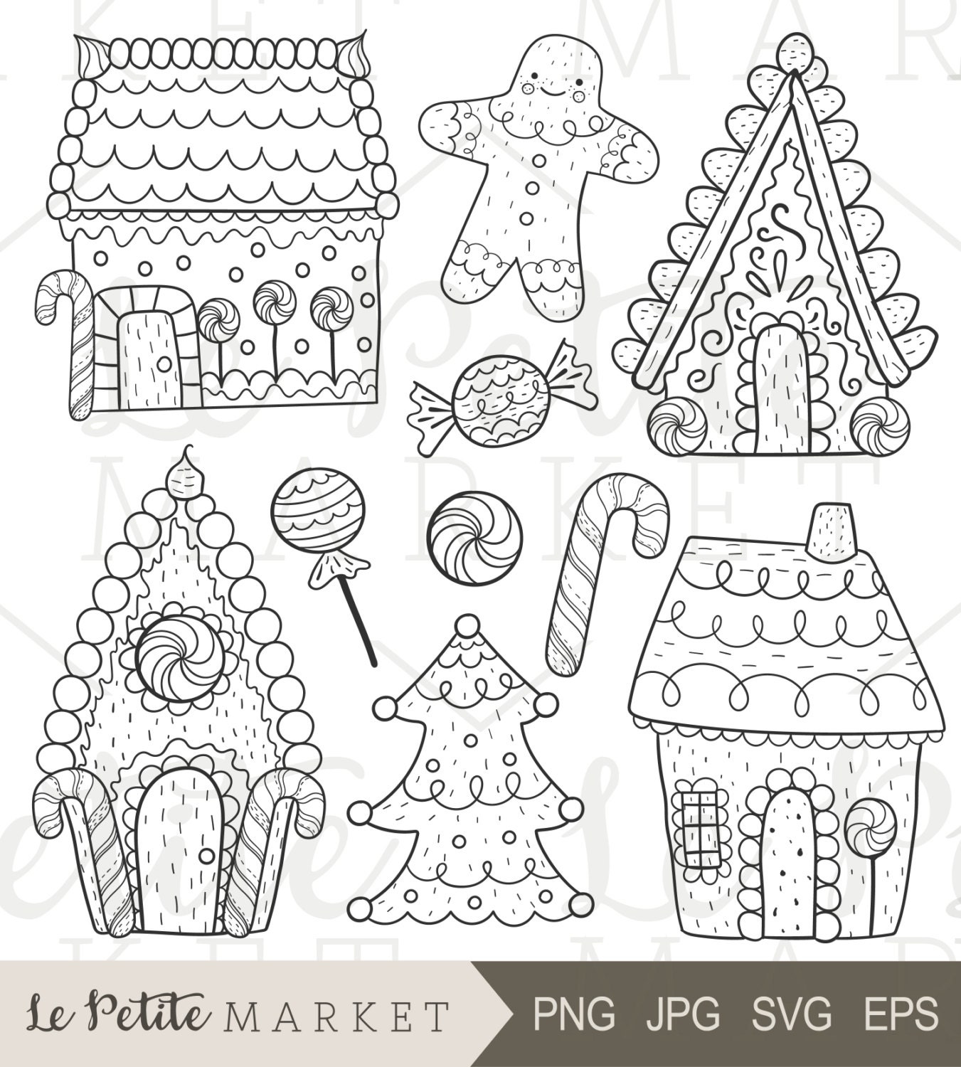 Hand Drawn Gingerbread Clip Art Gingerbread House Clip Art - Etsy