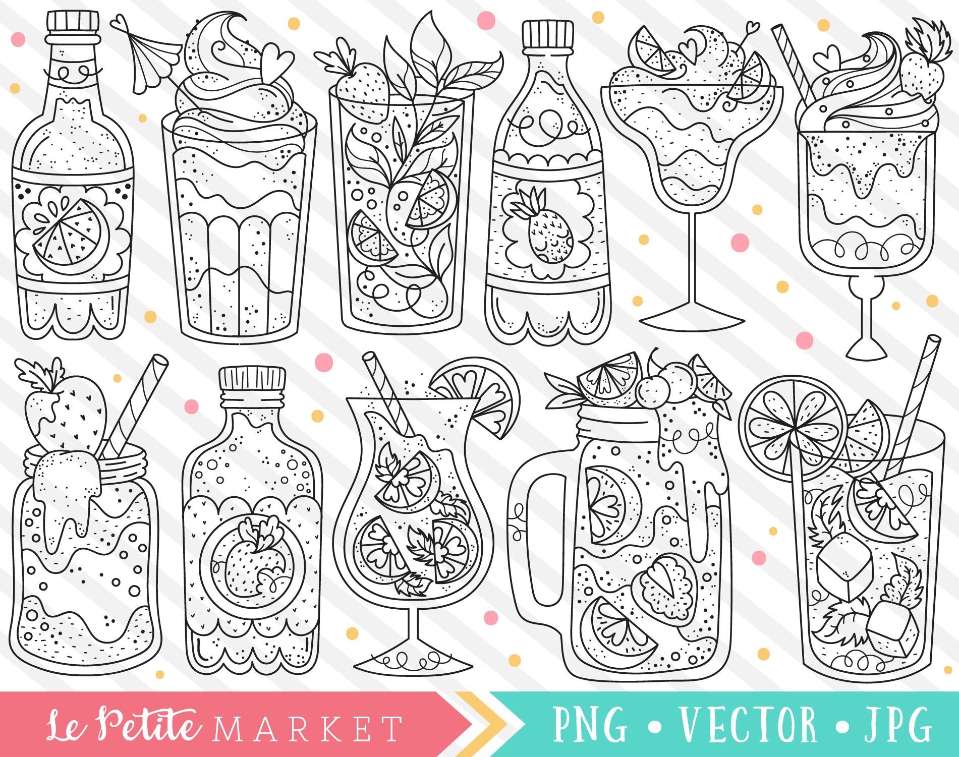 Kawaii Bebidas Clipart Bebidas de verano Clip Art Imágenes - Etsy España