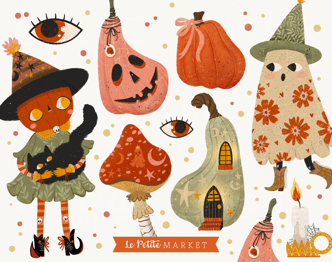 Rustic Fall Clipart Illustrations, Hand Drawn Autumn Pumpkin Clip Art ...