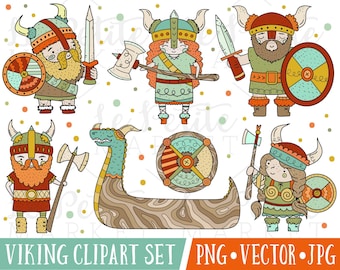 Ładny Viking obrazków Clipart, Viking ładny Clip Art, Ładna Viking ilustracja zestaw, Viking Graphics, PNG, komercyjnych Clipart, Nordycka Clipart