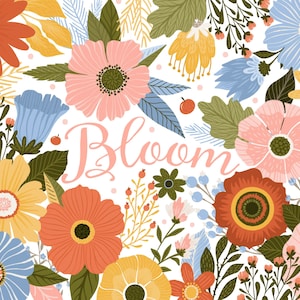 Flower Clipart Blush Blooms, Floral Wedding Clip Art, Spring Summer Party, Wildflower Clip Art Graphics, Daisy Clipart, Laurels, PNG JPG